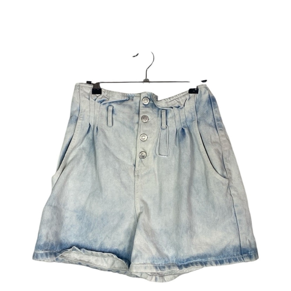 Zara button front high rise bleach wash denim shorts. - Picture 1 of 6